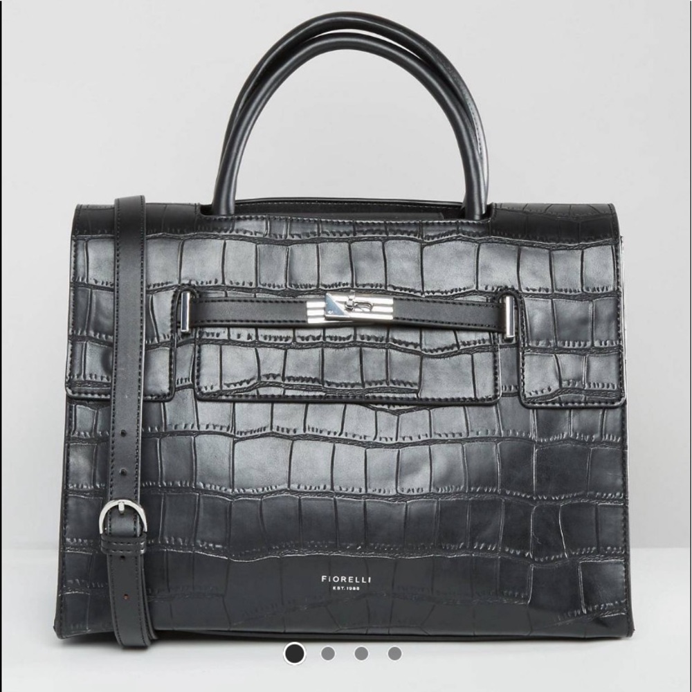 Fiorelli Black Croc-Embossed Tote Bag